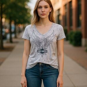 Harley Davidson Burnout tee. Stretchy Size Medium